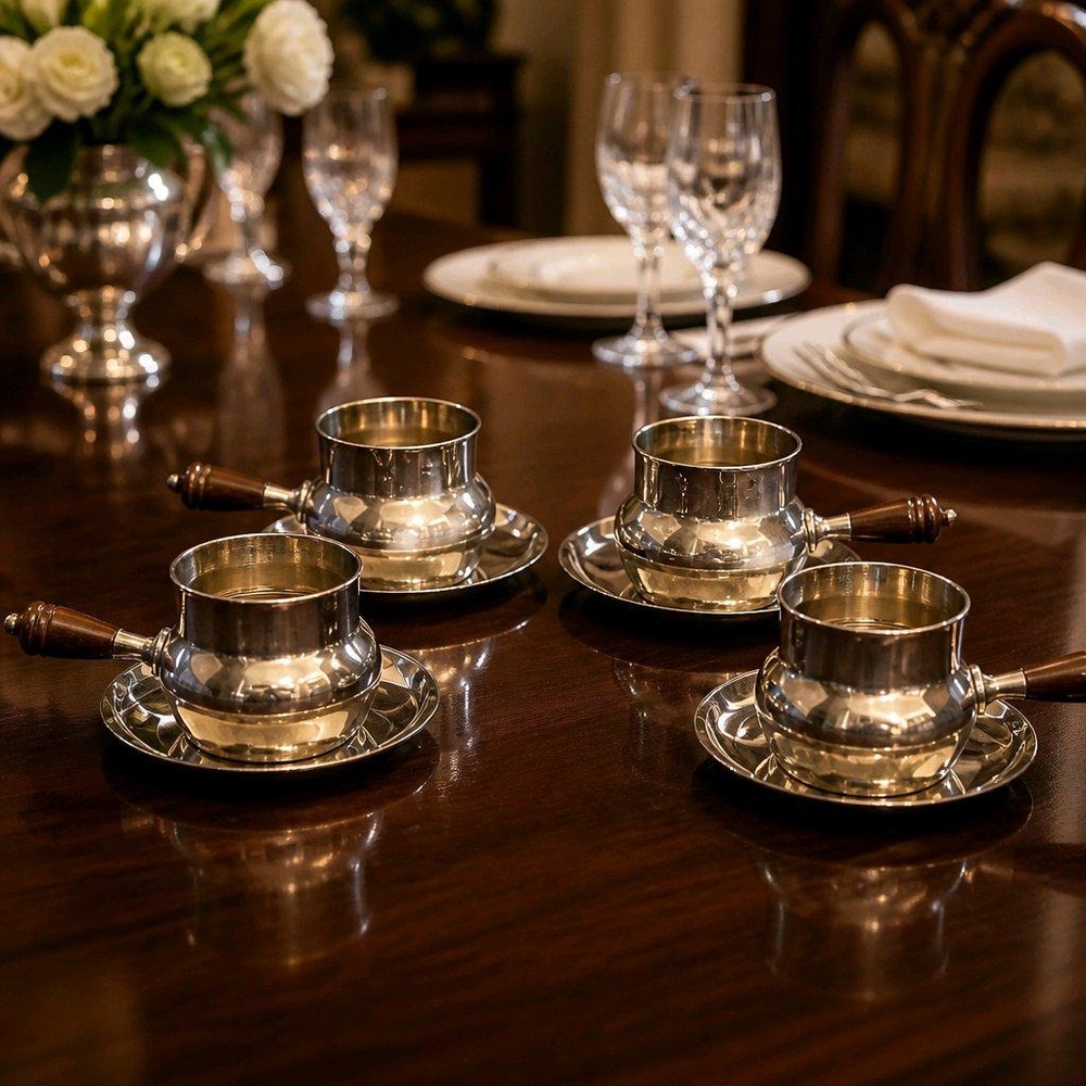 E.G. Webster & Son Silver-Plated Butter Warmers with Bakelite Handles (Set of 4)